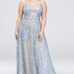 [David’s Bridal] Blue Lace Overlay Grown